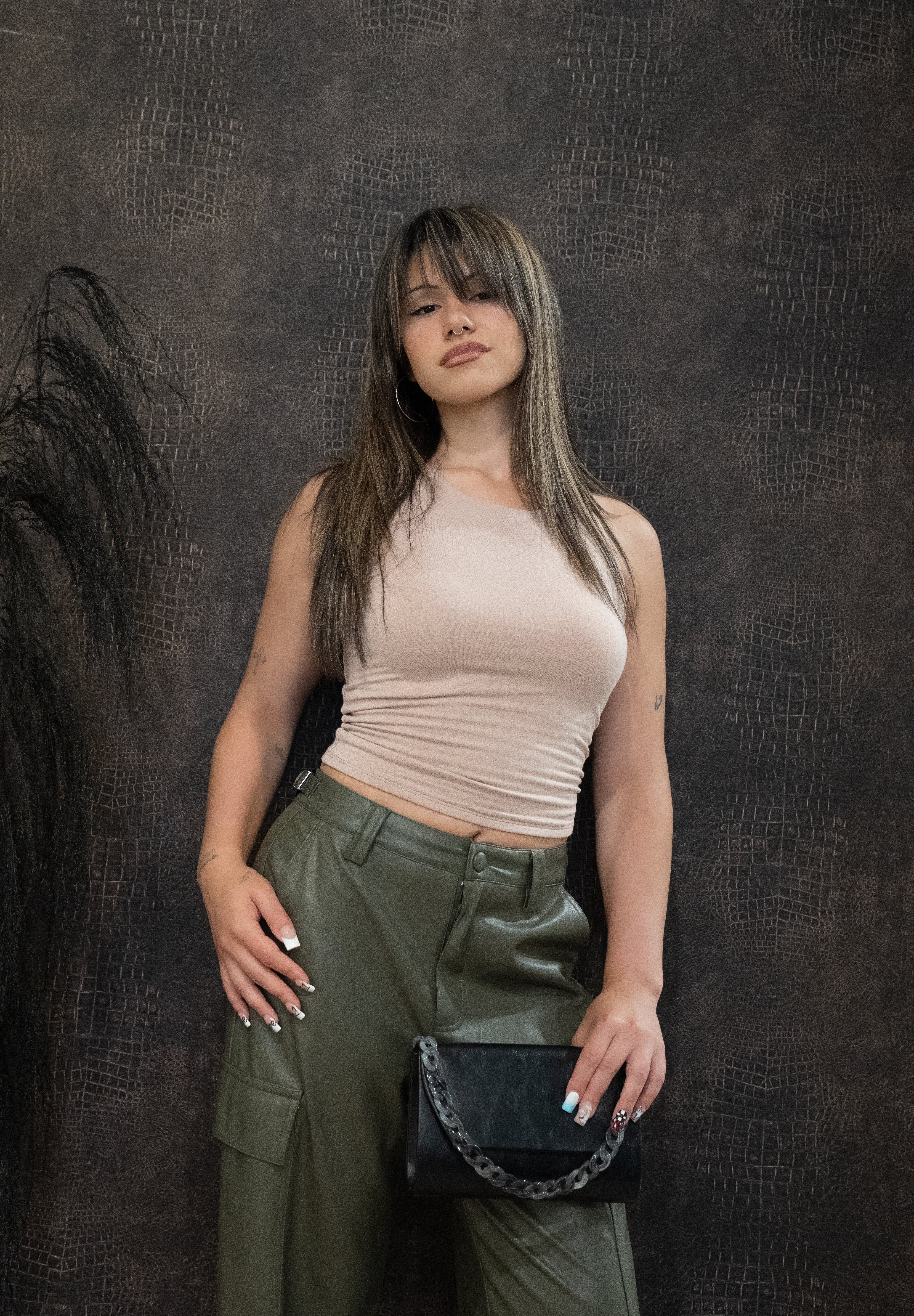 CARGO LEATHER WIDE LEG