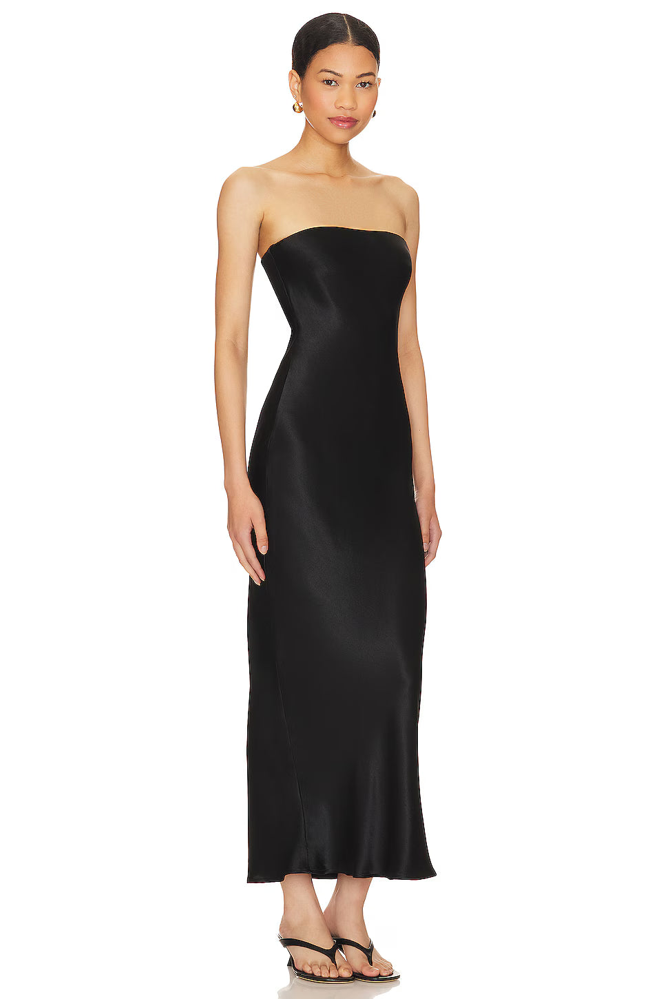 SILK SATIN SLIP STRAPLESS DRESS
