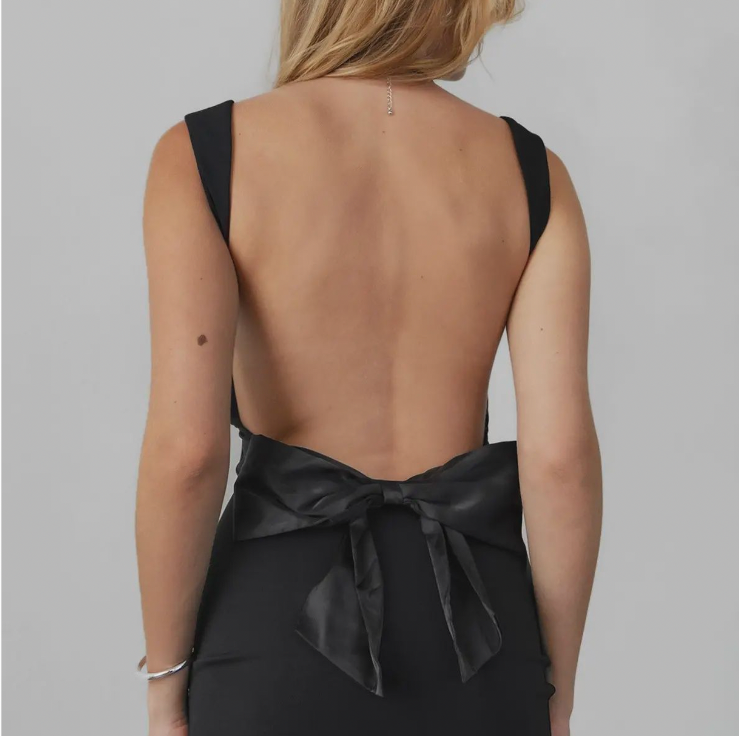 Satin Bow Scoop Back Dress