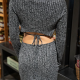 Cutout Cotton Ribbed Midi Dress with Boat Neck