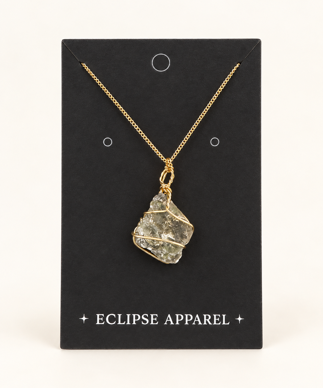 Raw Stone Wire-Wrapped Necklace - 18k Gold Plated