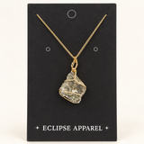 Raw Stone Wire-Wrapped Necklace - 18k Gold Plated