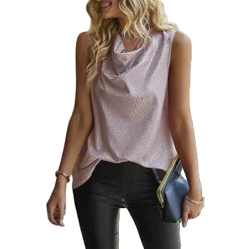 DOTTED COWL NECK TOP