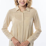 Striped Collared Button-Up Tunic