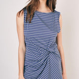 Navy Striped Tie-Waist Top