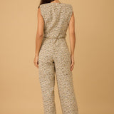 Holiday V-Neck Tweed Jumpsuit - Ivory Multi