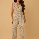 Holiday V-Neck Tweed Jumpsuit - Ivory Multi
