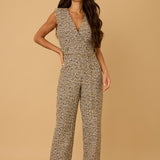 Holiday V-Neck Tweed Jumpsuit - Ivory Multi