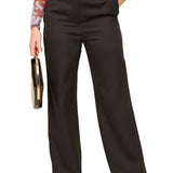 High Waisted Wide Leg Slacks - Black