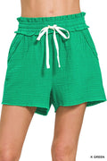 Linen Drawstring Waist Shorts by Zenana