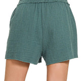 Linen Drawstring Waist Shorts by Zenana