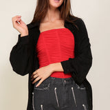 Holiday Shimmer Button Down Blouse - Black and Teal