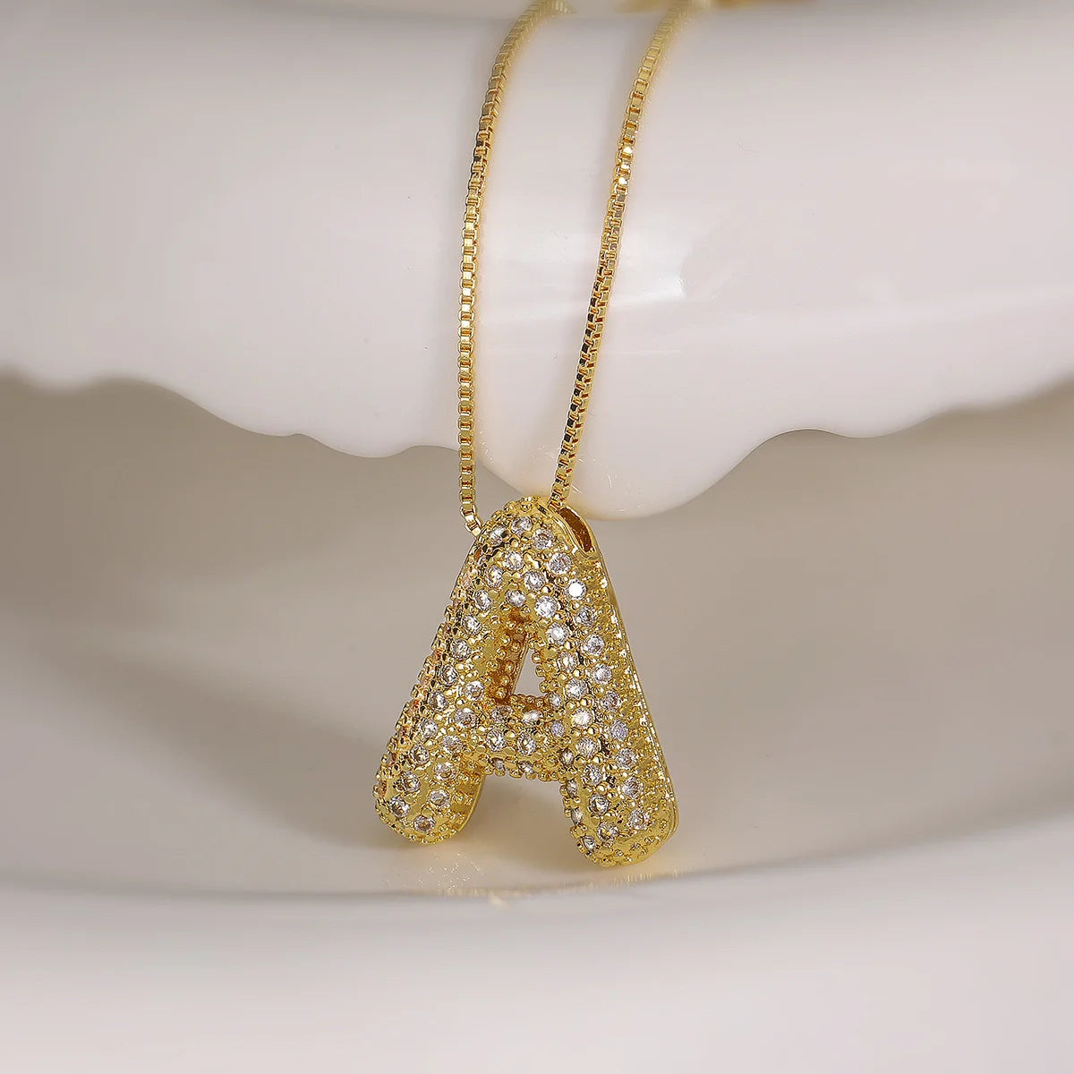 Bubble Letter Initial 18k Gold Plated