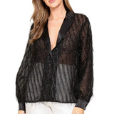 Glitter Buttondown Blouse - Black