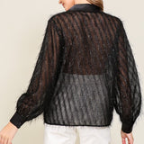 Glitter Buttondown Blouse - Black