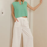 Woven Crepe Elastic Band Waist Pant By Zenana