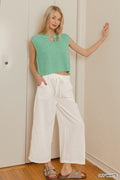 Woven Crepe Elastic Band Waist Pant By Zenana