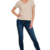 Ribbed V-Neck Top by Zenana