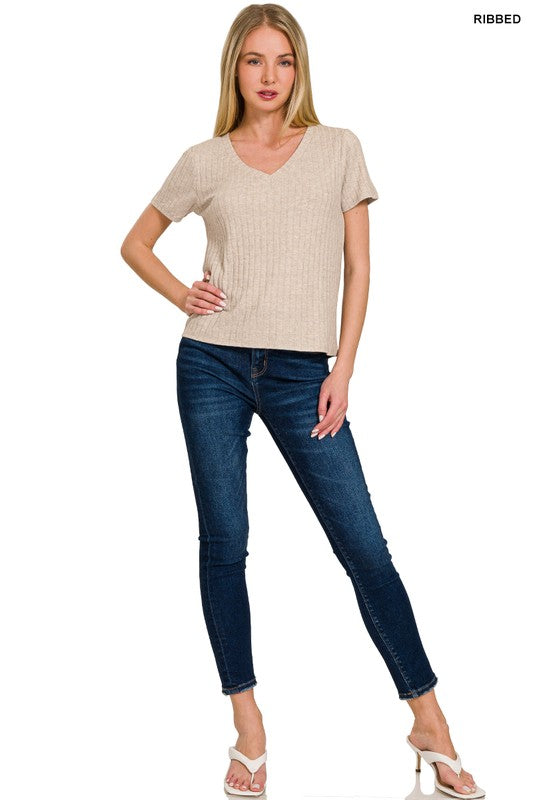 The Everyday Ribbed V-Neck Tee