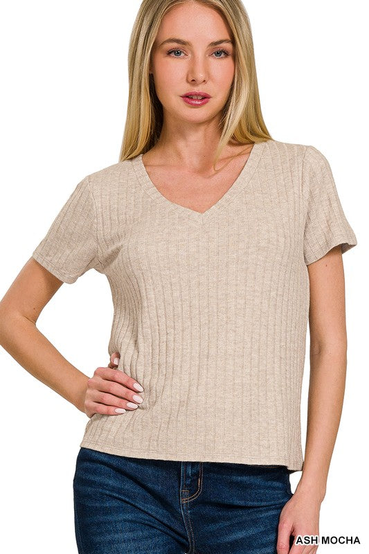 The Everyday Ribbed V-Neck Tee