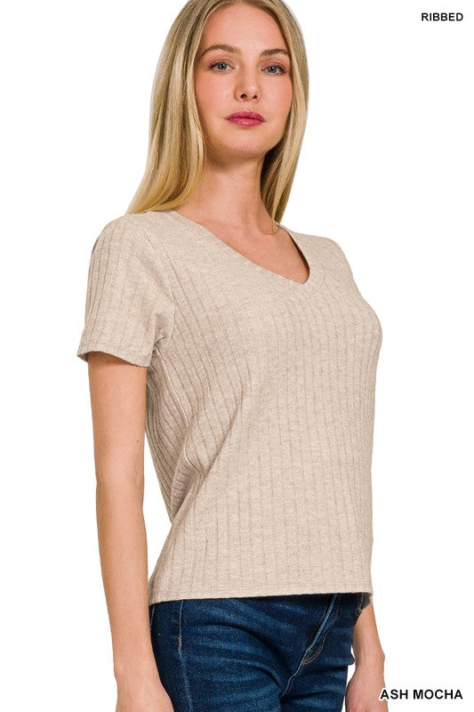 The Everyday Ribbed V-Neck Tee