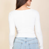 Square Neck Long Sleeve Basic Top