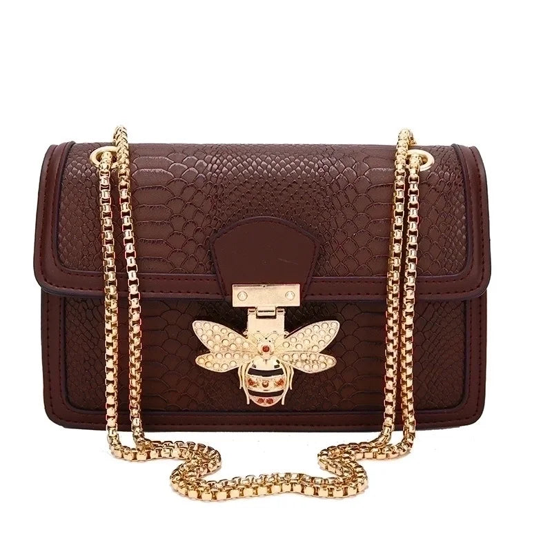 Faux Leather Bee Crossbody
