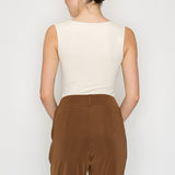 Sleeveless Shirred Round Neck Bodysuit