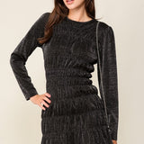 Holiday Metallic Ruched Mini Dress