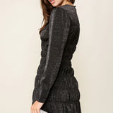 Holiday Metallic Ruched Mini Dress