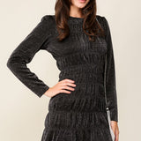 Holiday Metallic Ruched Mini Dress