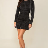 Holiday Metallic Ruched Mini Dress