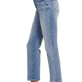 Medium Washed Cropped Straight Leg Denim - ZENANA