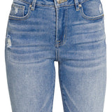 Medium Washed Cropped Straight Leg Denim - ZENANA
