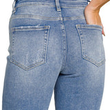 Medium Washed Cropped Straight Leg Denim - ZENANA