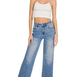 Medium Washed Cropped Wide Leg Denim - ZENANA