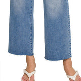 Medium Washed Cropped Wide Leg Denim - ZENANA