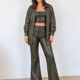 Olive Muse Set - Two Piece Faux Leather