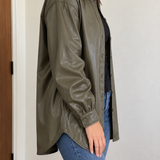 Olive Muse Jacket - Oversized Faux Leather
