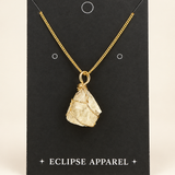 Raw Stone Wire-Wrapped Necklace - 18k Gold Plated