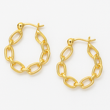 Chain Huggie Hoop Earring 18k Gold Plated