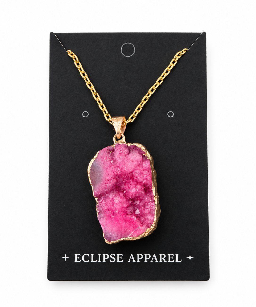 Druzy Amethyst Pendant Necklace - 18k Gold Plated