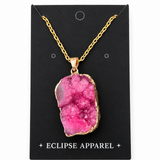Druzy Amethyst Pendant Necklace - 18k Gold Plated