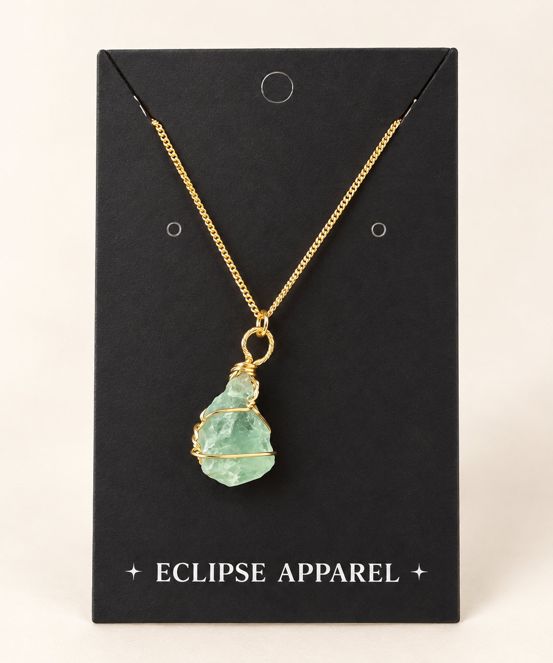 Raw Stone Wire-Wrapped Necklace - 18k Gold Plated