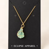 Raw Stone Wire-Wrapped Necklace - 18k Gold Plated