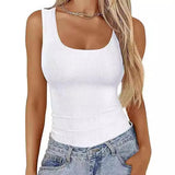 Square Neck Sleeveless Top - Women's Slim Fit Elastic Tank