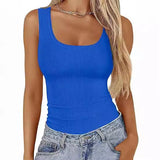 Square Neck Sleeveless Top - Women's Slim Fit Elastic Tank