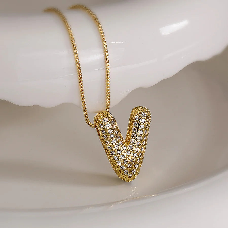 Bubble Letter Initial 18k Gold Plated