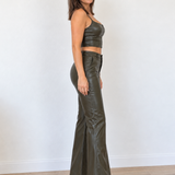 Olive Muse Set - Two Piece Faux Leather