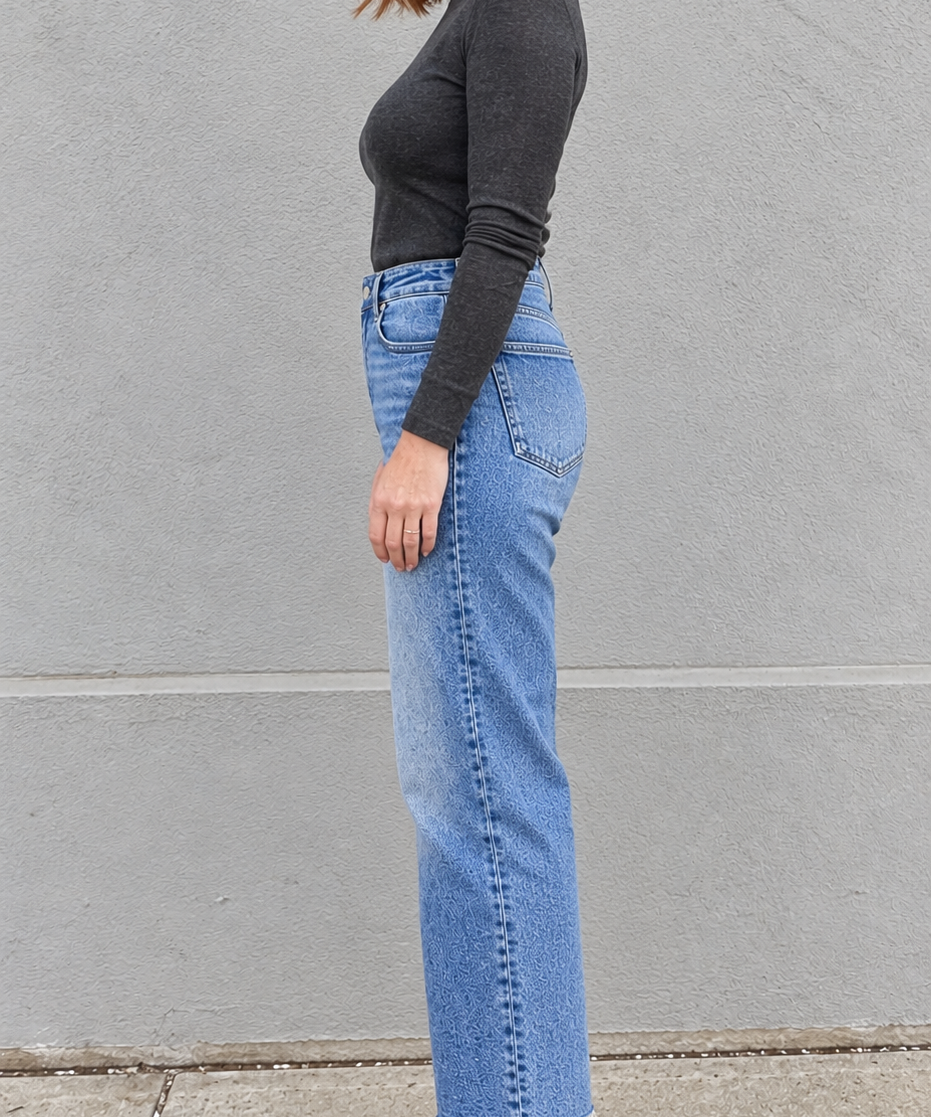 The Amber Wave Cropped Wide Leg Denim by ZENANA